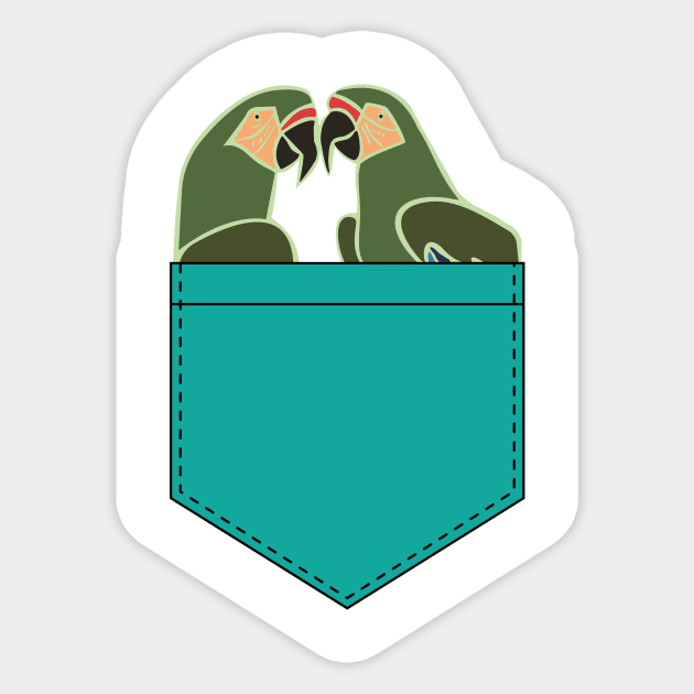 Macaw Parrot Pocket Teal Sticker by fritzco